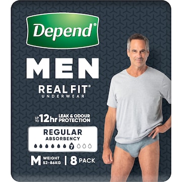 Depend Real Fit for Men Incontinence Underwear Medium 8 pack