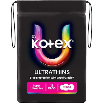 U by Kotex Ultrathin Pads Super With Wings 12 pack