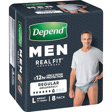 Depend Real Fit for Men Incontinence Underwear Large 8 pack