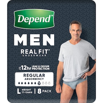 Depend Real Fit for Men Incontinence Underwear Large 8 pack