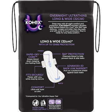 U by Kotex Ultrathin Overnight Pads With Wings 10 pack