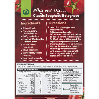 Woolworths Tomato Paste Sachet 4 Pack