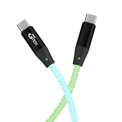 G-Tek 1.5 Metre Light up USB Charging Cable (USB-A or C to USB-C or Micro)