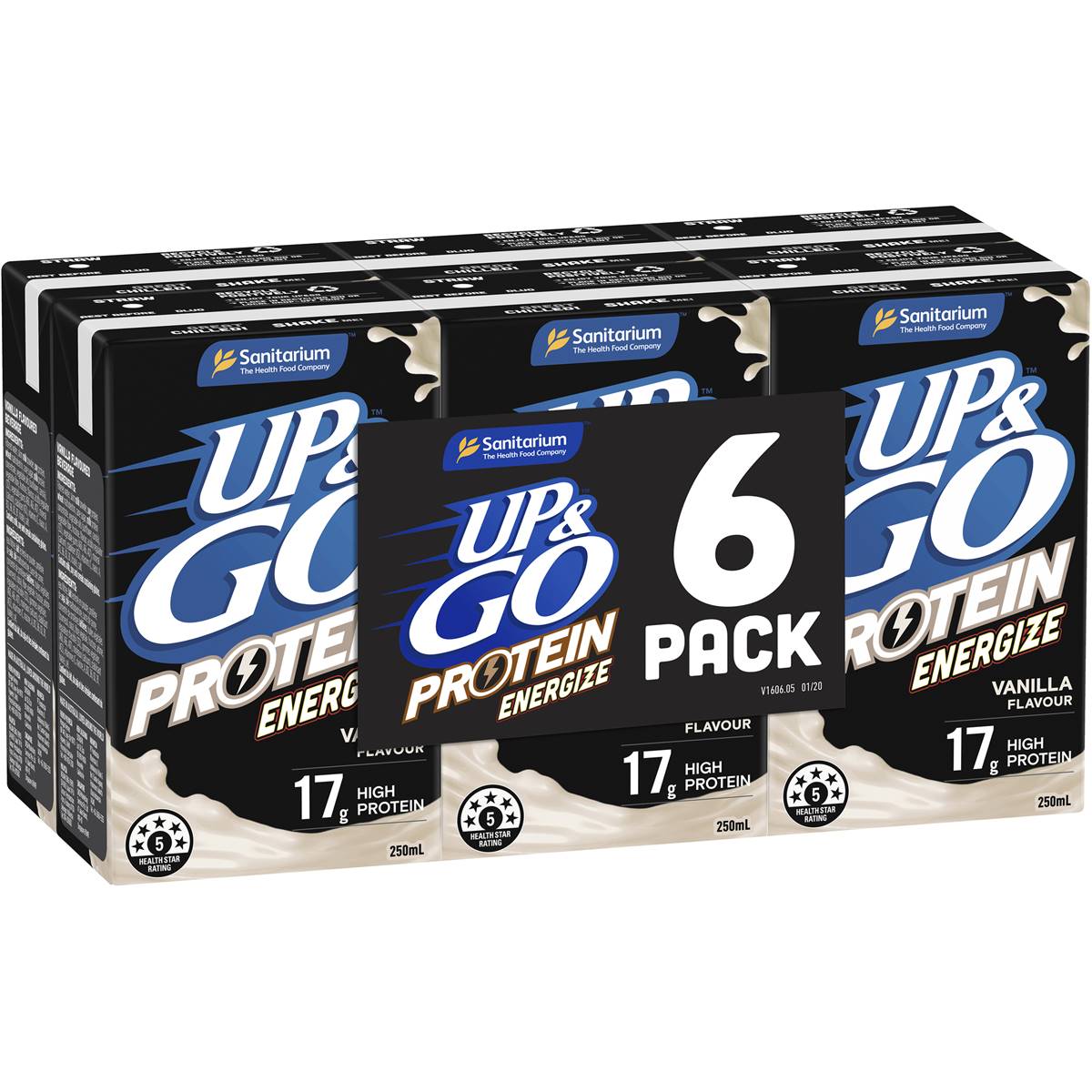 Up&Go Protein Energize Liquid Breakfast Vanilla 250mL x 6 Pack