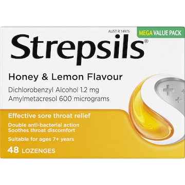 Strepsils Soothing Sore Throat Lozenges Honey & Lemon 48 pack