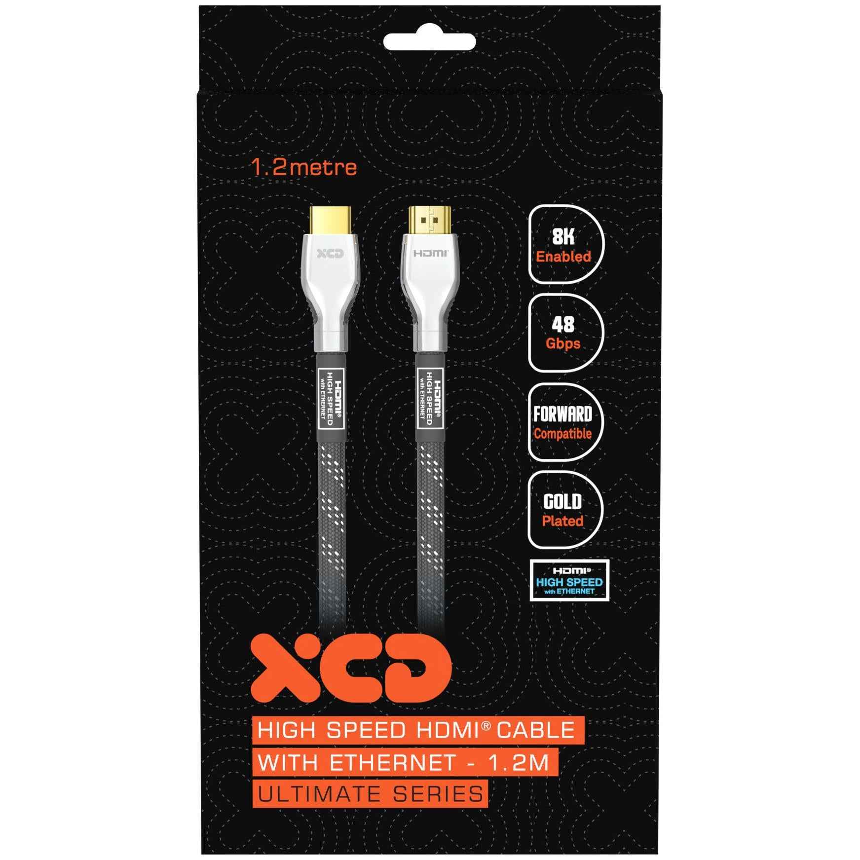 XCD Essentials Ultra High Speed Braided HDMI Cable 4K/8K 1.2m V2