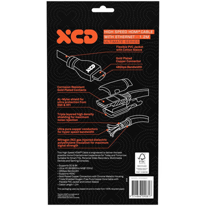 XCD Essentials Ultra High Speed Braided HDMI Cable 4K/8K 1.2m V2