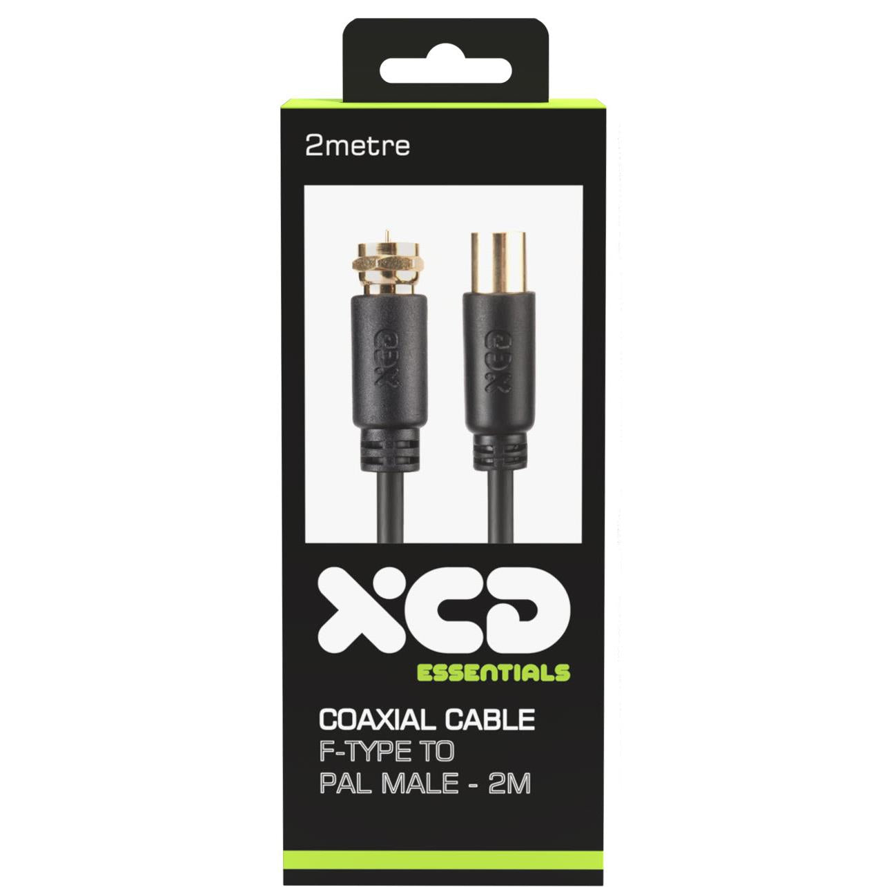 XCD Essentials F-Type to Pal Male Coaxial Cable 2M V2
