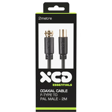 XCD Essentials F-Type to Pal Male Coaxial Cable 2M V2