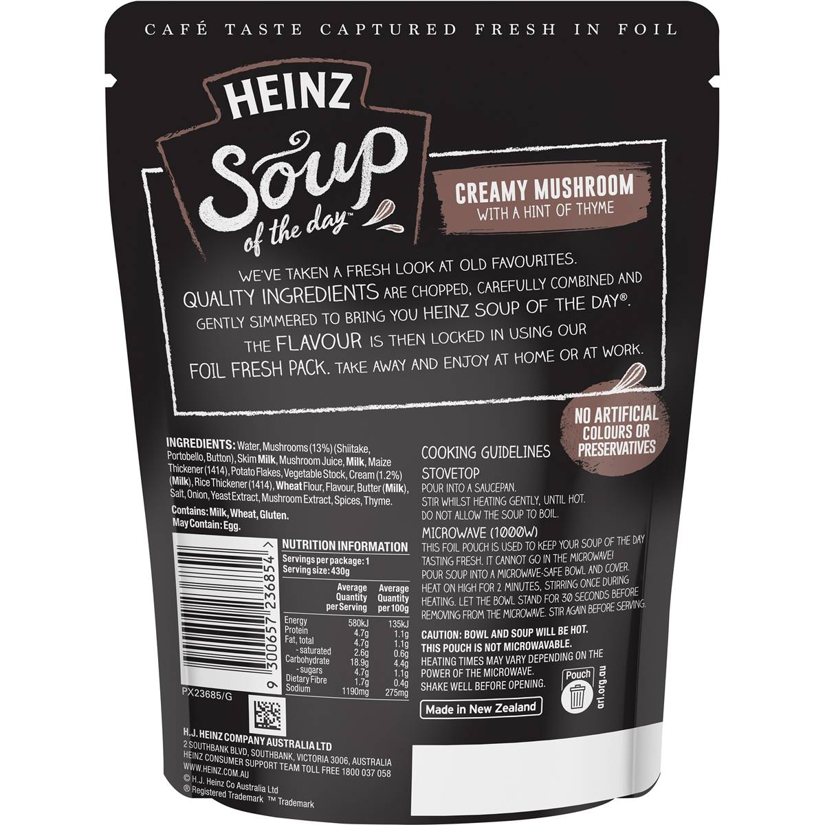 Heinz Soup Of The Day Creamy Mushroom With Thyme Soup Pouch 430g