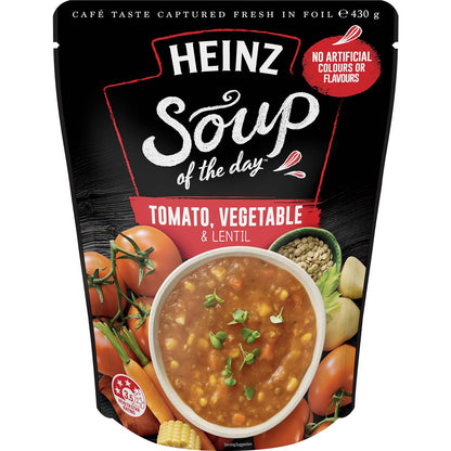 Heinz Soup Of The Day Tomato, Vegetable & Lentil Soup Pouch 430g