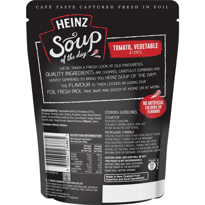 Heinz Soup Of The Day Tomato, Vegetable & Lentil Soup Pouch 430g