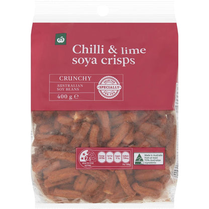 Woolworths Soya Crisps Chilli & Lime Snacks 400g Pack