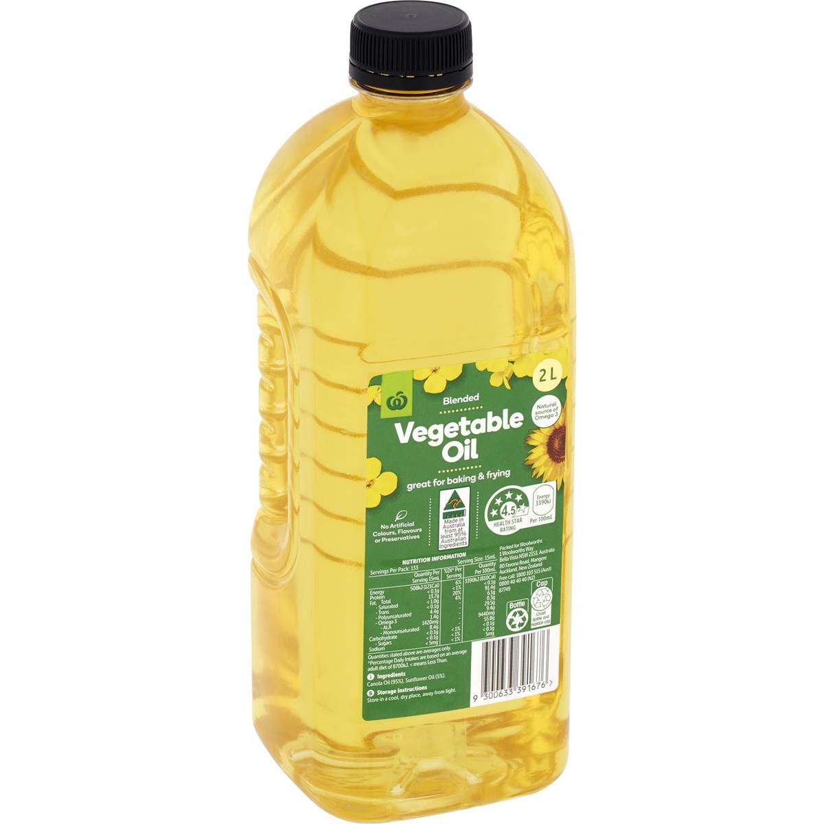 Woolworths Vegetable Oil 2l