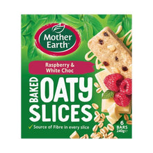 MOTHER EARTH OATY SLICES 240G:RASPBERRY WHITE CHOC:.:240 GRAM