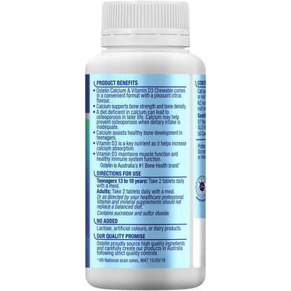 Ostelin Calcium & Vitamin d Chewable d3 Tablets Bones + Immunity 60 Pack