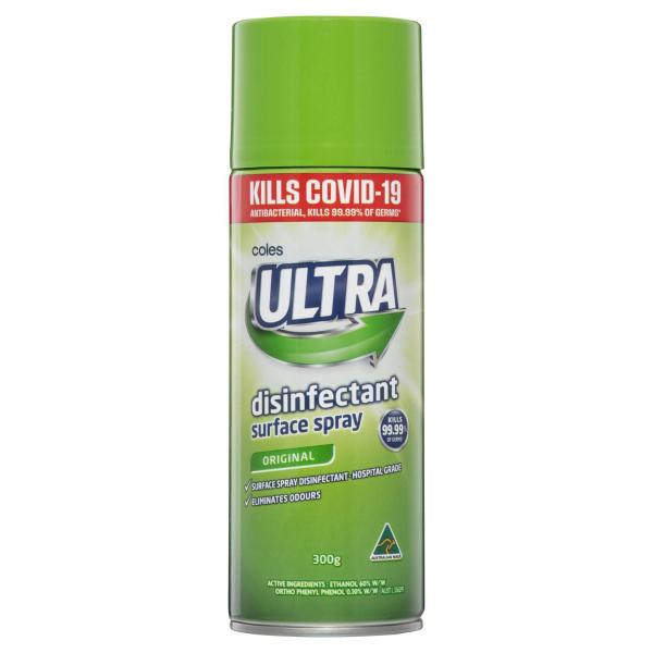 COLES ULTRA DISINFECTANT SURFACE SPRAY ORIGINAL 300G