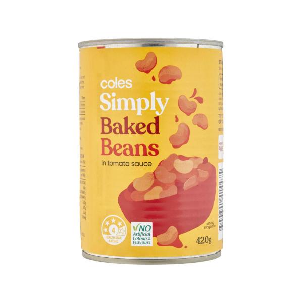 COLES SIMPLY BAKED BEANS 420G
