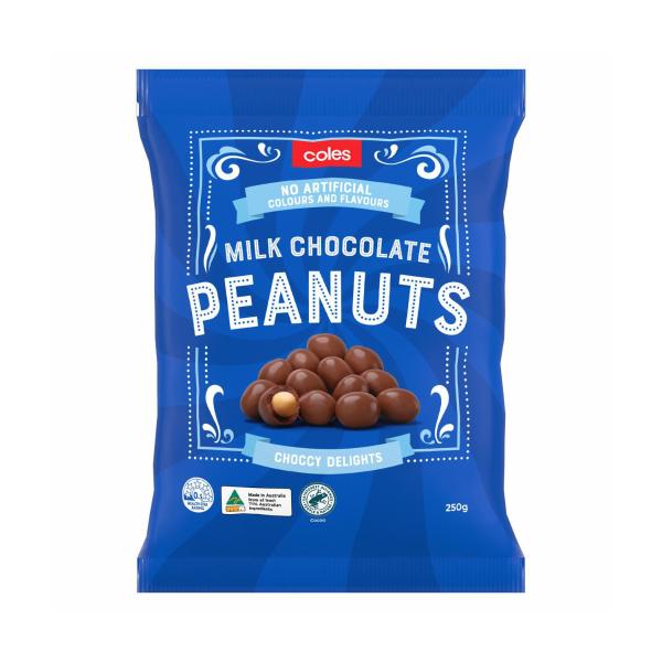 COLES CHOC COATED PEANUTS 250G