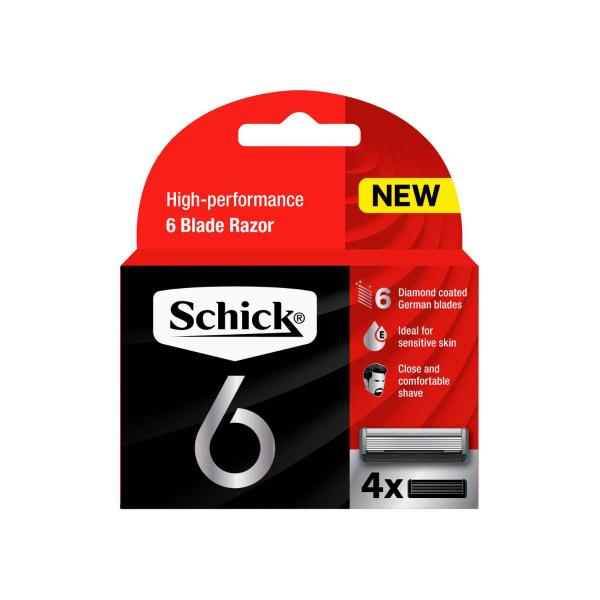 SCHICK 6 MENS RAZOR BLADE REFILLS 4 PACK