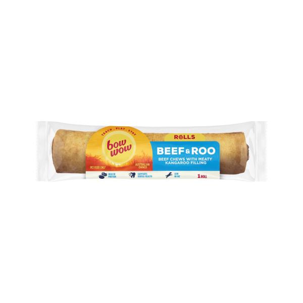 BOW WOW DOG TREAT BEEF ROO ROLL 1PACK
