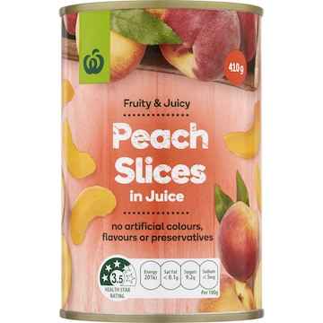 Woolworths Peach Slices In Juice 410g