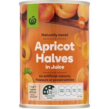 Woolworths Apricot Halves In Juice 410g