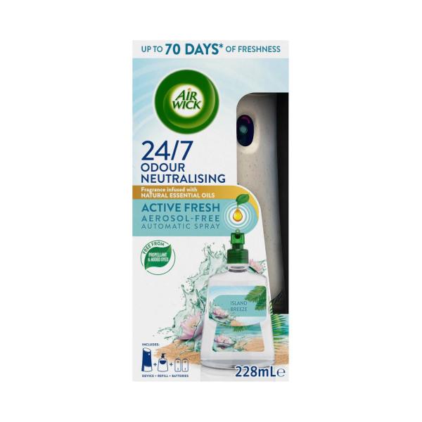 AIR WICK AEROSOL- FREE AUTOMATIC SPRAY & REFILL ISLAND BREEZE 228ML