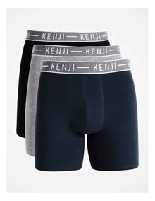Long Leg Plain Trunk 3 Pack in Black/Navy/Grey