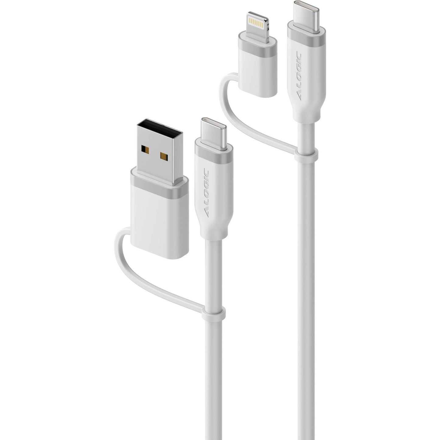 ALOGIC Elements Silicone Archer 4-in-1 100W USB 2.0 Cable 1.5m (White)