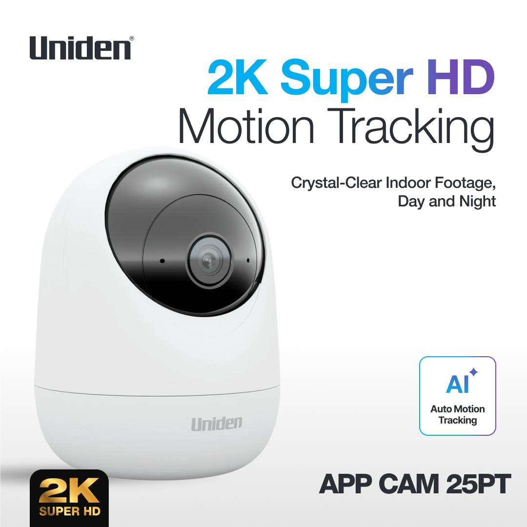 Uniden App Cam X25 PT Indoor 2k Super HD Motion Tracking Camera