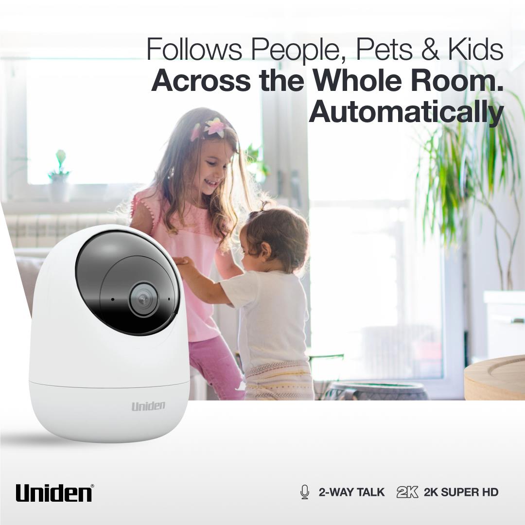 Uniden App Cam X25 PT Indoor 2k Super HD Motion Tracking Camera