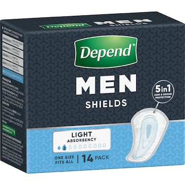 Depend Men Shield 3 In 1 Protection Light Absorbency 14 pack