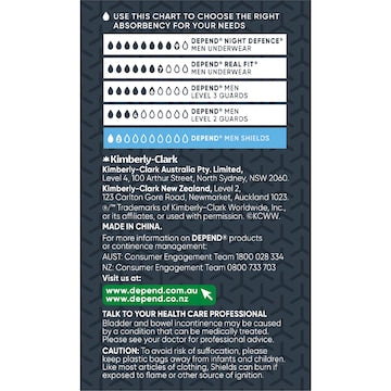 Depend Men Shield 3 In 1 Protection Light Absorbency 14 pack