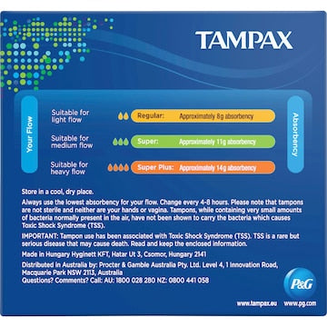 Tampax Regular Tampons With Applicator 20 pack