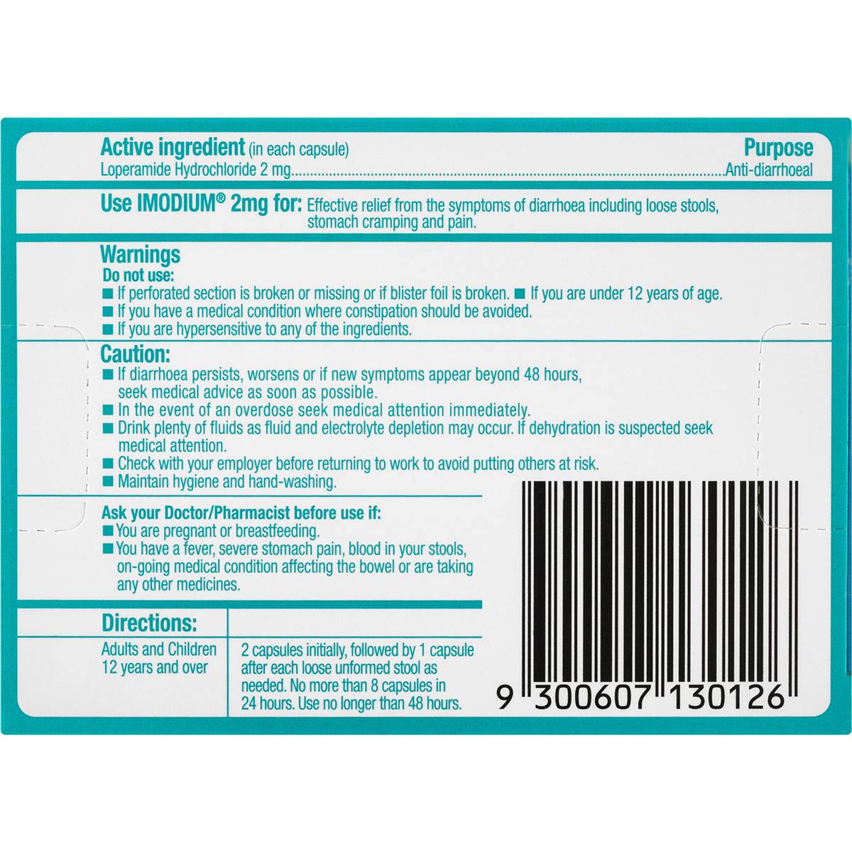 Imodium Diarrhoea Relief Capsules 8 Pack