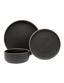 Hana 12 Piece Dinner Set in Black