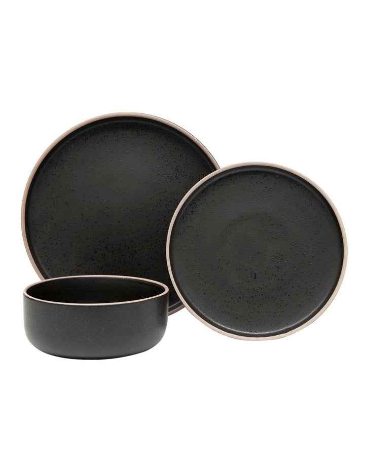 Hana 12 Piece Dinner Set in Black