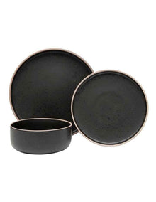 Hana 12 Piece Dinner Set in Black