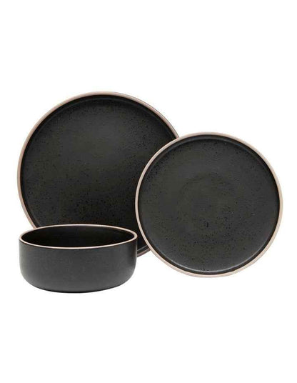Hana 12 Piece Dinner Set in Black