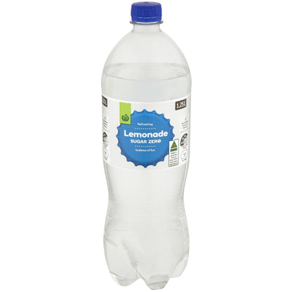 Woolworths Lemonade Zero Sugar Bottle 1.25l