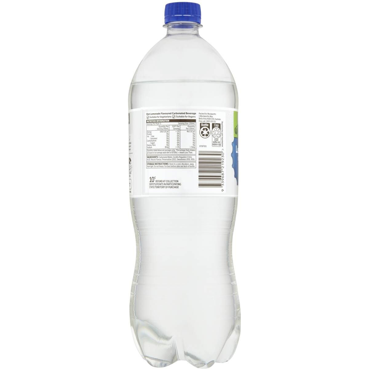 Woolworths Lemonade Zero Sugar Bottle 1.25l