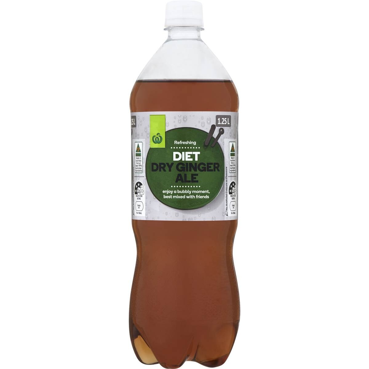 Woolworths Diet Dry Ginger Ale 1.25l