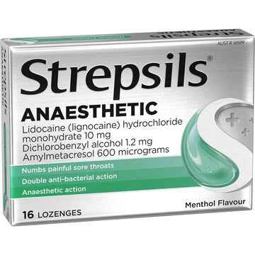 Strepsils Plus Anaesthetic Sore Throat Numbing Pain Relief Lozenges 16 pack