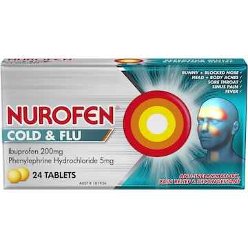 Nurofen Cold And Flu Multi-Symptom Relief Tablets 200Mg Ibuprofen 24 pack