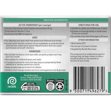 Strepsils Plus Anaesthetic Sore Throat Numbing Pain Relief Lozenges 36 pack