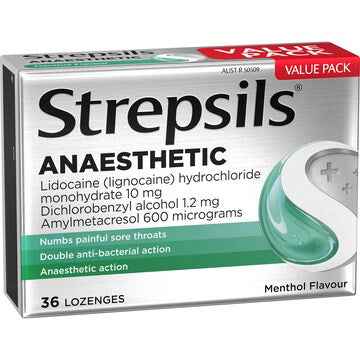 Strepsils Plus Anaesthetic Sore Throat Numbing Pain Relief Lozenges 36 pack