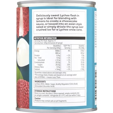 Woolworths Lychees In Syrup 560g