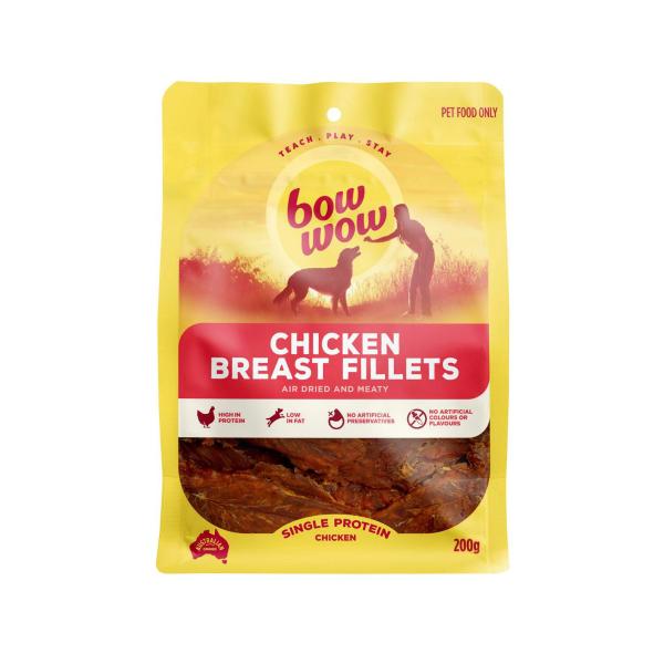BOW WOW DOG TREAT CHICKEN FILLETS 200GRAM