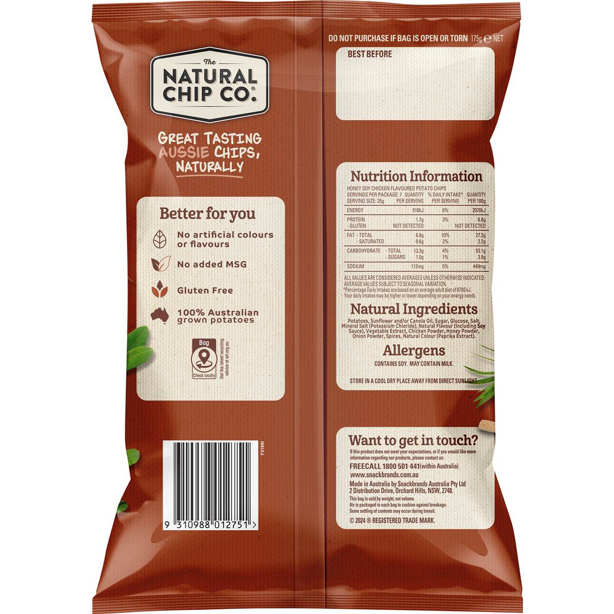 The Natural Chip Co Share Pack Honey Soy Chicken 175g